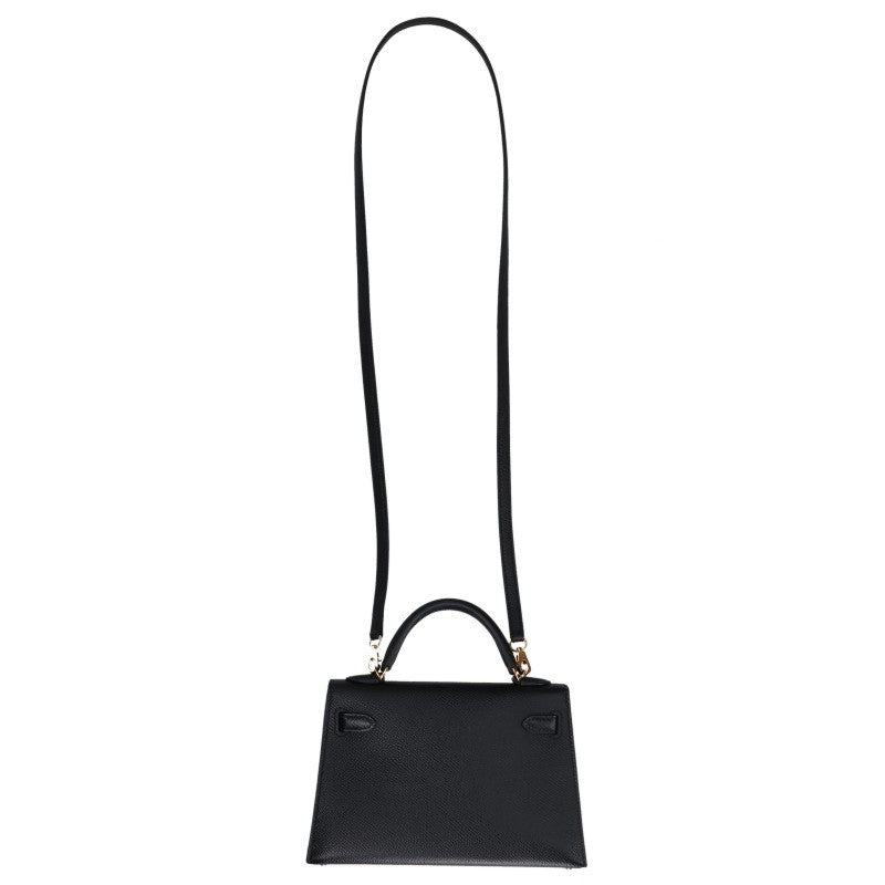 HERMES Mini Kelly Veau Epsom x Gold Shoulder Bag