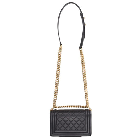 CHANEL Boy Chanel 20 Lambskin Chain Dark Gray Shoulder Bag