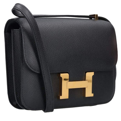 HERMES Constance 3 Mini Miroir Veau Epsom Black Gold Shoulder Bag