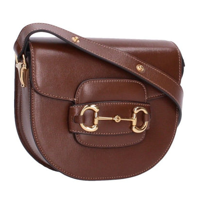 GUCCI Horsebit 1955 Leather Bag, Brown