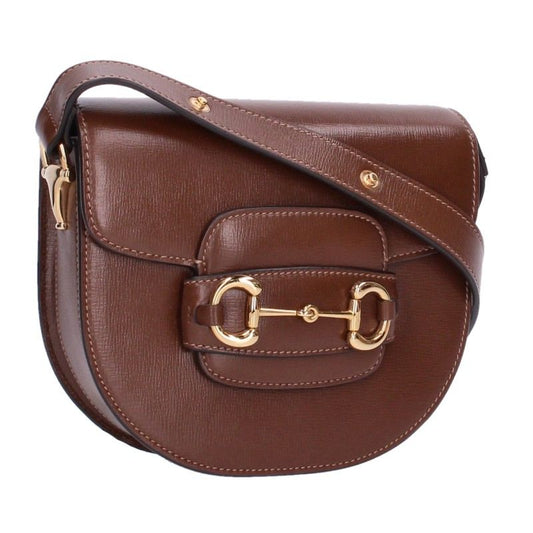 GUCCI Horsebit 1955 Leather Bag, Brown