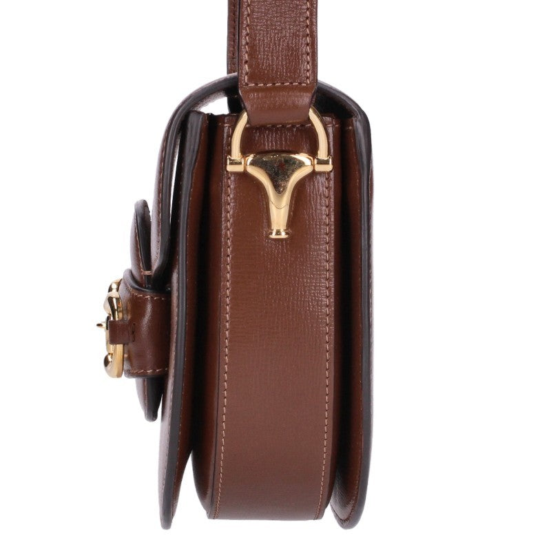 GUCCI Horsebit 1955 Leather Bag, Brown