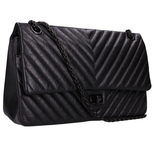 CHANEL 2.55 Chevron So Black Shoulder Bag