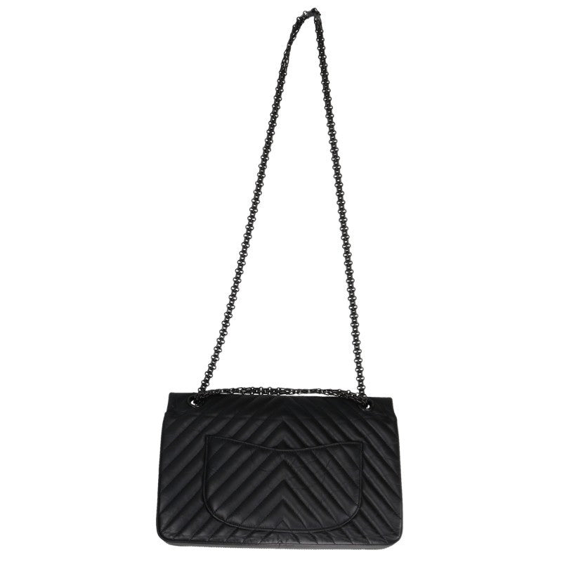 CHANEL 2.55 Chevron So Black Shoulder Bag