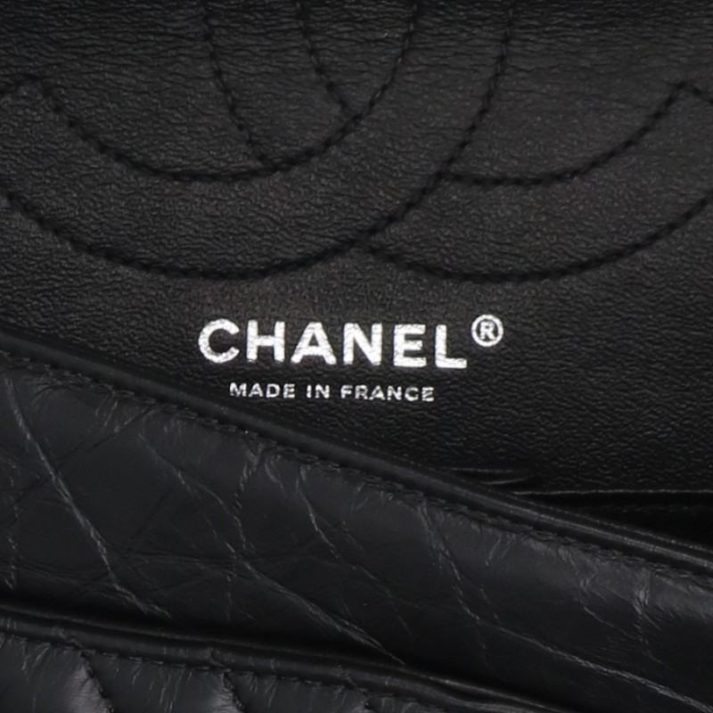 CHANEL 2.55 Chevron So Black Shoulder Bag