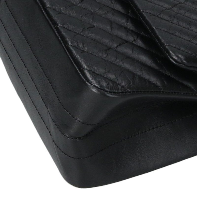 CHANEL 2.55 Chevron So Black Shoulder Bag