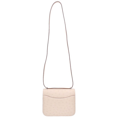 HERMES Constance 3 Mini Miroir Ostrich White Silver Shoulder Bag