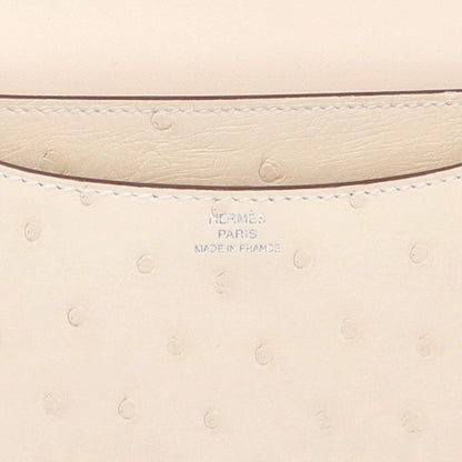 HERMES Constance 3 Mini Miroir Ostrich White Silver Shoulder Bag