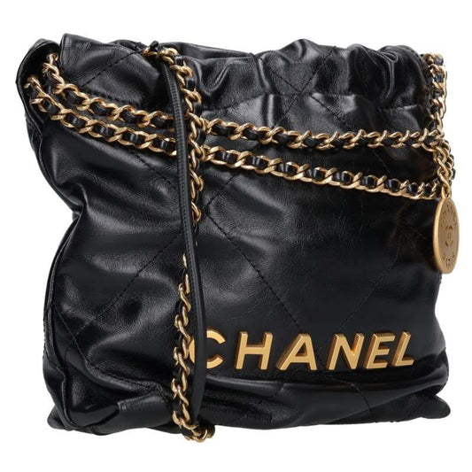 CHANEL 22 Mini Lambskin Chain x Gold Shoulder Bag