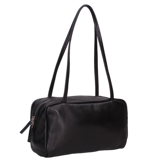 ASTRA Black Lambskin Leather Shoulder Bag