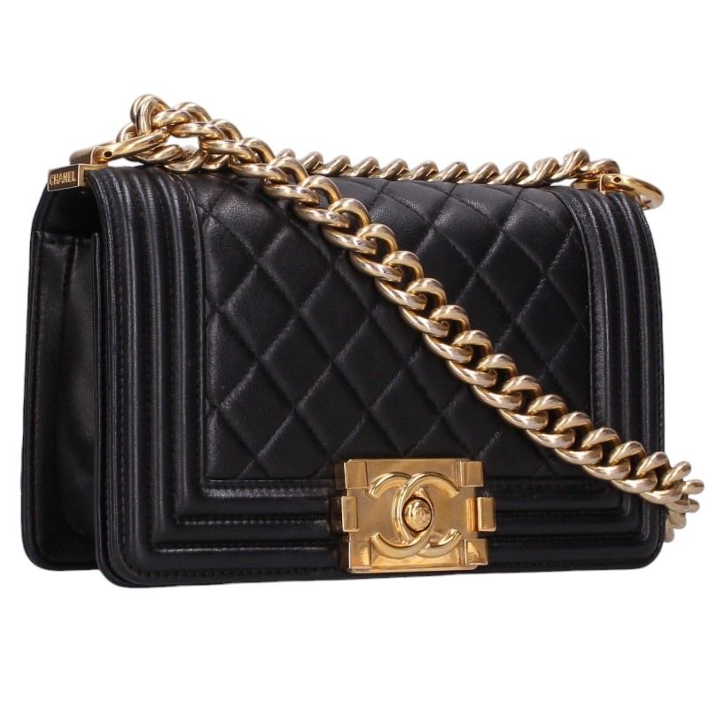 CHANEL Boy Chanel 20 Lambskin Chain Shoulder x Gold Shoulder Bag