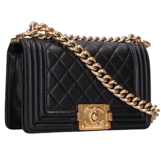 CHANEL Boy Chanel 20 Lambskin Chain Shoulder x Gold Shoulder Bag