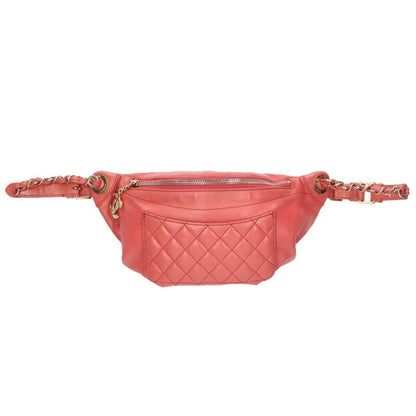 CHANEL Matelasse Lambskin Chain Waist Bag Pink Size ONE SIZE