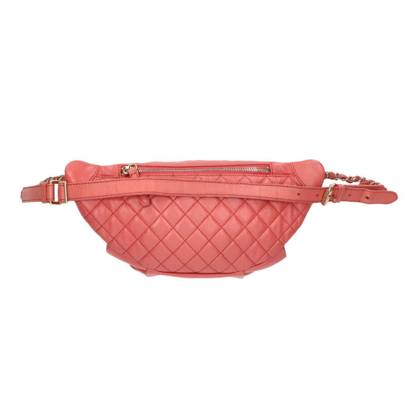 CHANEL Matelasse Lambskin Chain Waist Bag Pink Size ONE SIZE