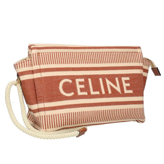 CELINE 24SS Triomphe Stripe Textile Pouch
