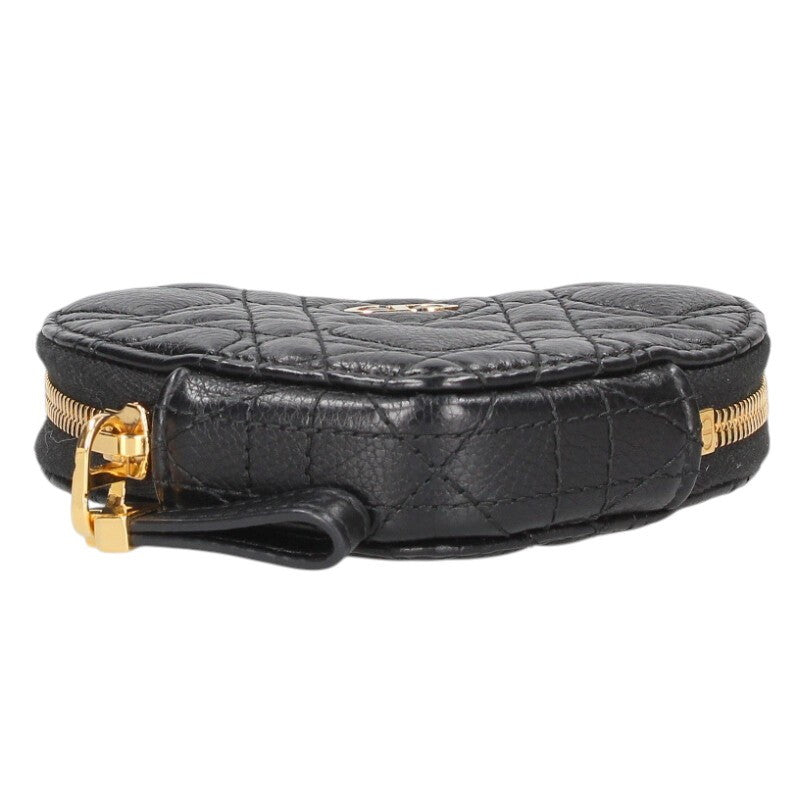 DIOR Caro Heart Leather Chain Pouch Black Size ONE SIZE
