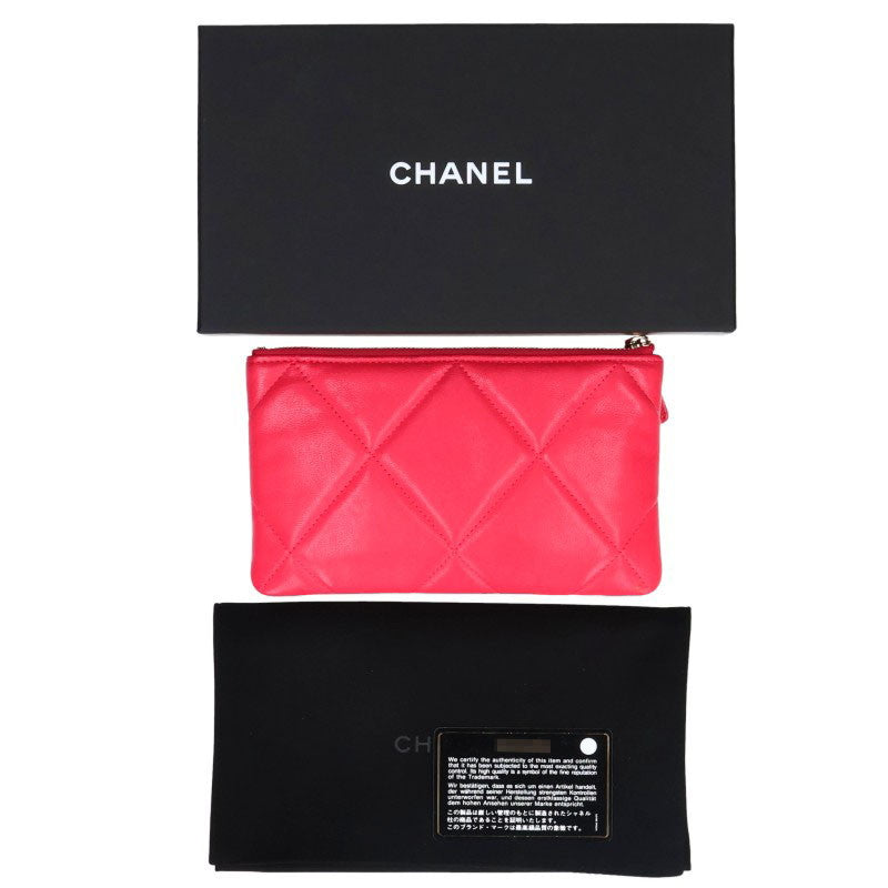 CHANEL Coco Mark Lambskin Pouch Pink Size ONE SIZE