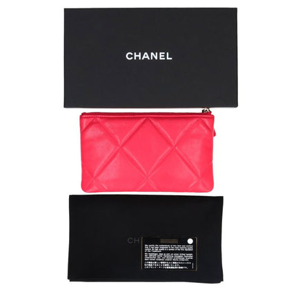 CHANEL Coco Mark Lambskin Pouch Pink Size ONE SIZE
