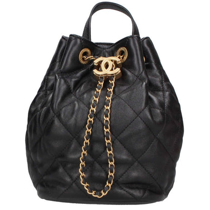CHANEL Lambskin Chain Strap Drawstring Size ONE SIZE