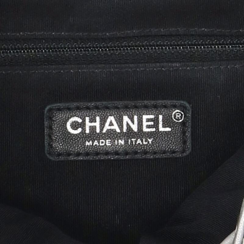 CHANEL Chevron Studded Leather Backpack Silver Size ONE SIZE