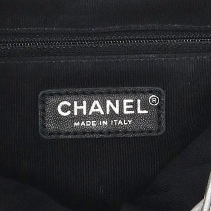CHANEL Chevron Studded Leather Backpack Silver Size ONE SIZE