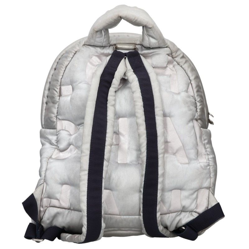 CHANEL Doudoune Logo Embossed Backpack Silver Size ONE SIZE
