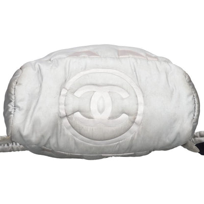 CHANEL Doudoune Logo Embossed Backpack Silver Size ONE SIZE
