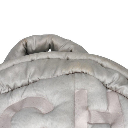 CHANEL Doudoune Logo Embossed Backpack Silver Size ONE SIZE