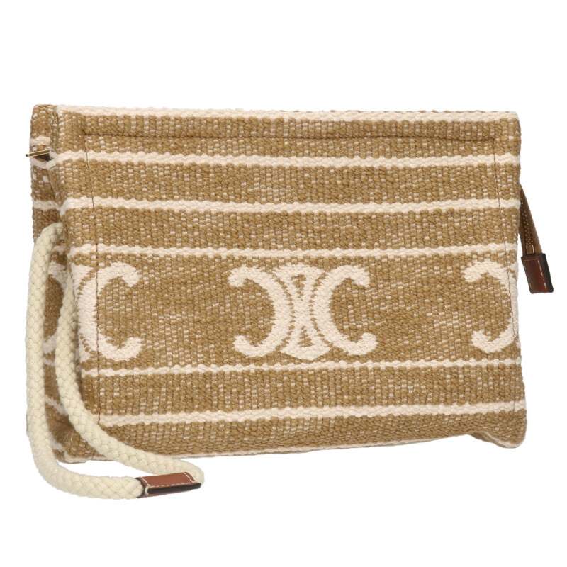 CELINE Triomphe Stripe Tie Pouch Clutch Multi Size ONE SIZE