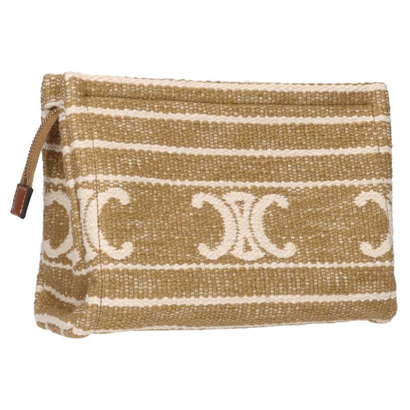 CELINE Triomphe Stripe Tie Pouch Clutch Multi Size ONE SIZE