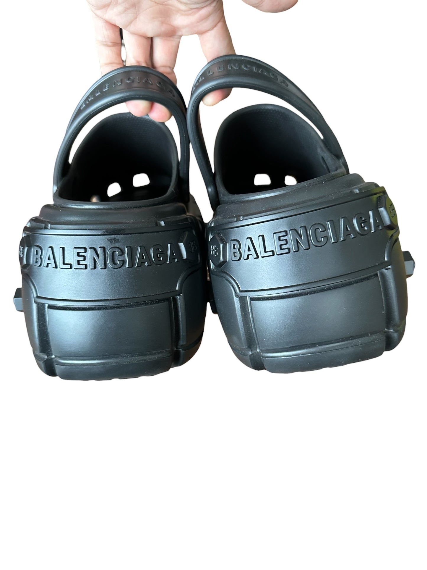 Balenciaga SS22 Black Metal Hard Crocs Size 42