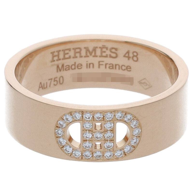 HERMES H d'Ancre K18PG Diamond Ring Pink Gold Size ONE SIZE