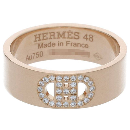 HERMES H d'Ancre K18PG Diamond Ring Pink Gold Size ONE SIZE