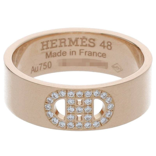 HERMES H d'Ancre K18PG Diamond Ring Pink Gold Size ONE SIZE