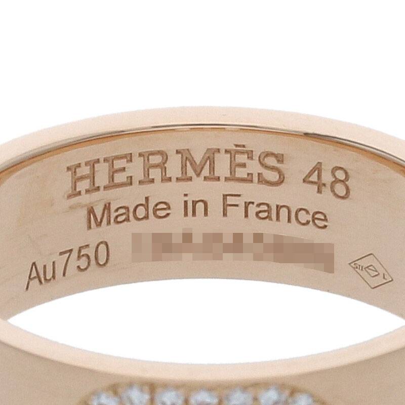 HERMES H d'Ancre K18PG Diamond Ring Pink Gold Size ONE SIZE