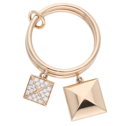 HERMES Clou de H K18PG Diamond Tassel Ring Size ONE SIZE