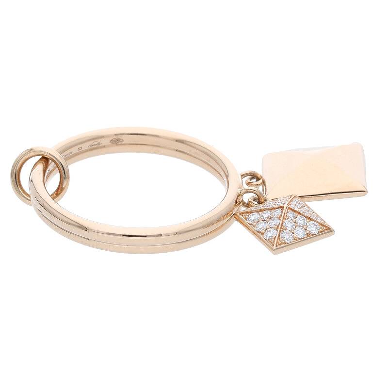 HERMES Clou de H K18PG Diamond Tassel Ring Size ONE SIZE