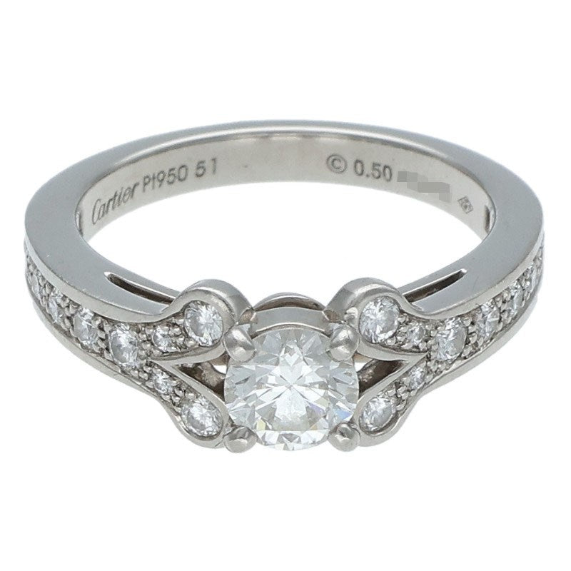 Cartier Solitaire Ballerine Pt950 Diamond Ring Size ONE SIZE