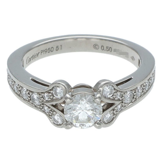 Cartier Solitaire Ballerine Pt950 Diamond Ring Size ONE SIZE