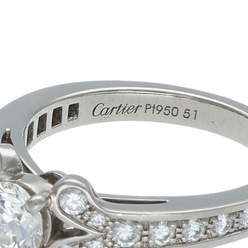 Cartier Solitaire Ballerine Pt950 Diamond Ring Size ONE SIZE