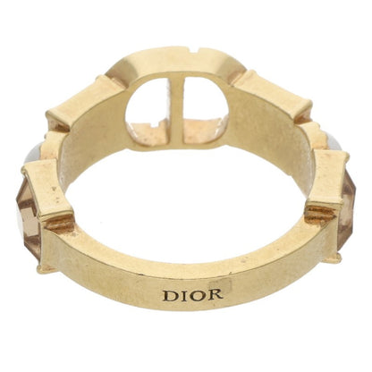 DIOR PETIT CD Rhinestone Faux Pearl GP Ring Size ONE SIZE