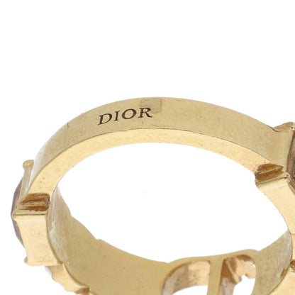 DIOR PETIT CD Rhinestone Faux Pearl GP Ring Size ONE SIZE