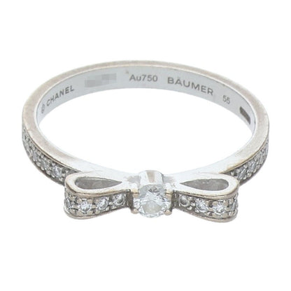 CHANEL Ruban de SM K18WG Pave Diamond Ribbon Ring Size 13.5