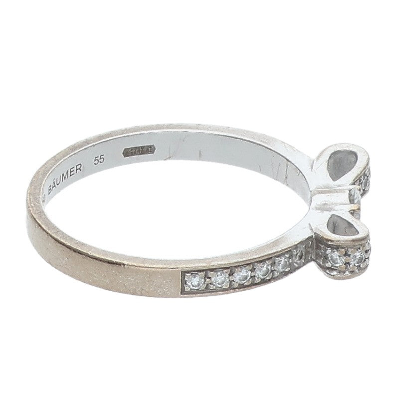 CHANEL Ruban de SM K18WG Pave Diamond Ribbon Ring Size 13.5