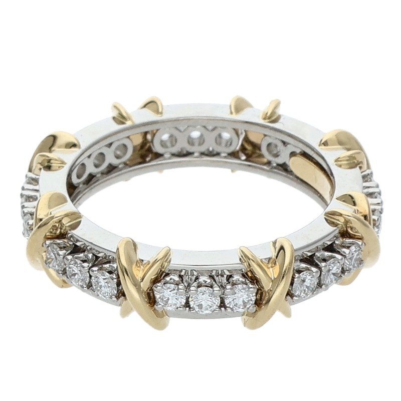 TIFFANY&Co. Sixteen Stone K18YG PT Narrow Ring Size ONE SIZE