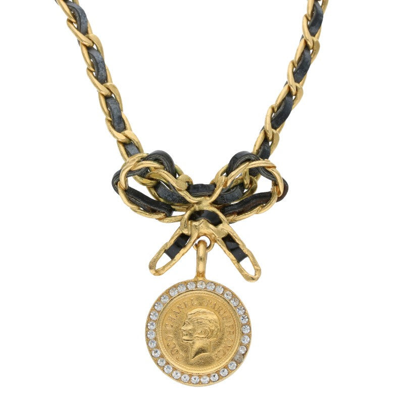 CHANEL 96P Vintage Coin Ribbon Choker Necklace Size ONE SIZE