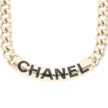 CHANEL Gold Logo Plate Chain Necklace Size ONE SIZE