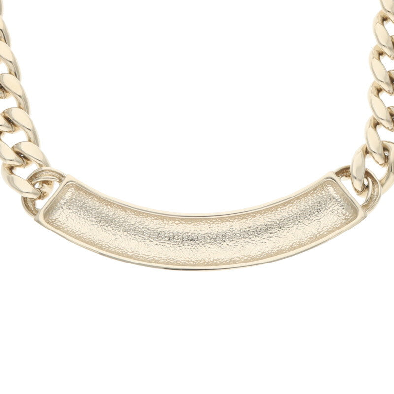 CHANEL Gold Logo Plate Chain Necklace Size ONE SIZE