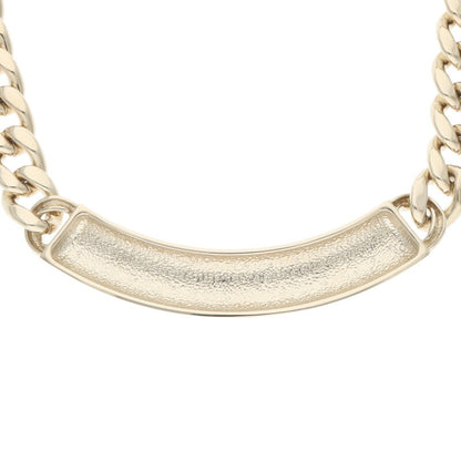 CHANEL Gold Logo Plate Chain Necklace Size ONE SIZE