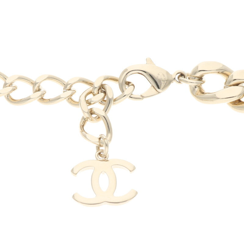 CHANEL Gold Logo Plate Chain Necklace Size ONE SIZE